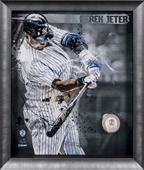 2014 Derek Jeter Game Used and Signed Baseball in Framed Shadowbox Display (MLB Authenticated & Yankee-Steiner)